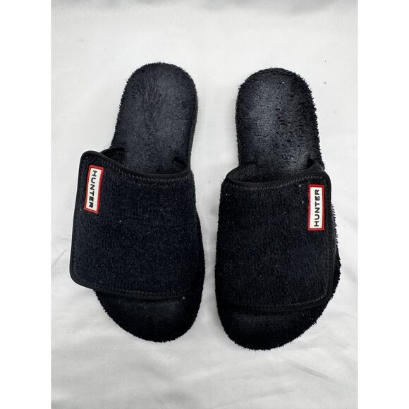 Hunter Slides Original Terry Platform Logo Slide Sandals Women's size 7 Black - Picture 3 of 6